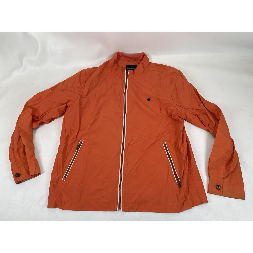 Brooks Brothers Full Zip Long Sleeve Jacket Mens Size XL Orange
